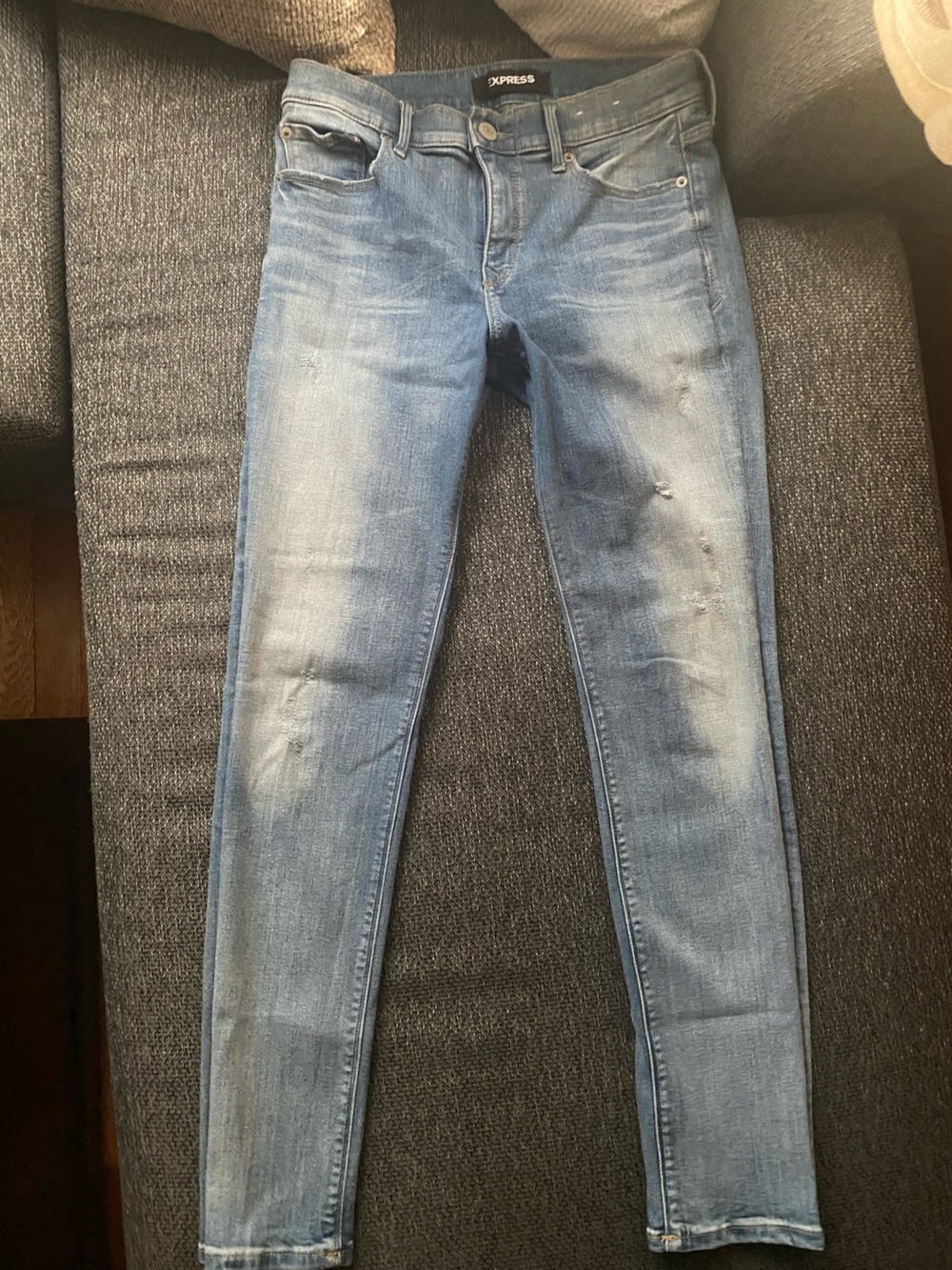 Express Women’s Skinny Mid Rise Jeans - Light Blue Wash